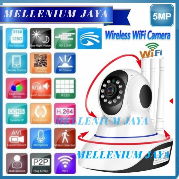Garansi IP CAMERA 5MP 1080P YOOSEE CAM CCTV 3 ANTENA WIRELESS KAMERA FULL HD