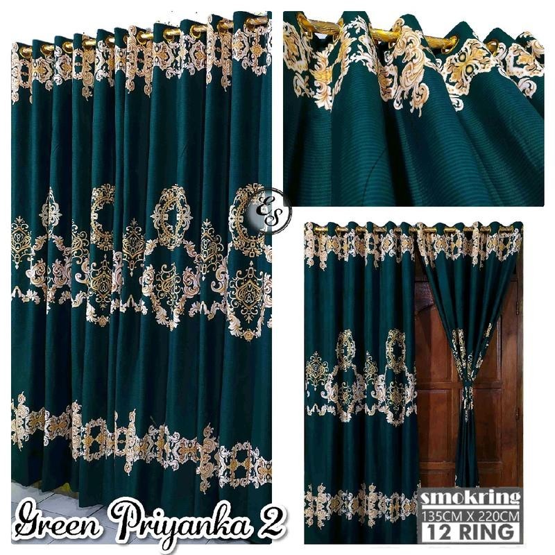 Gorden smokring gorden pintu dan jendela GREEN PRIANKA Kain