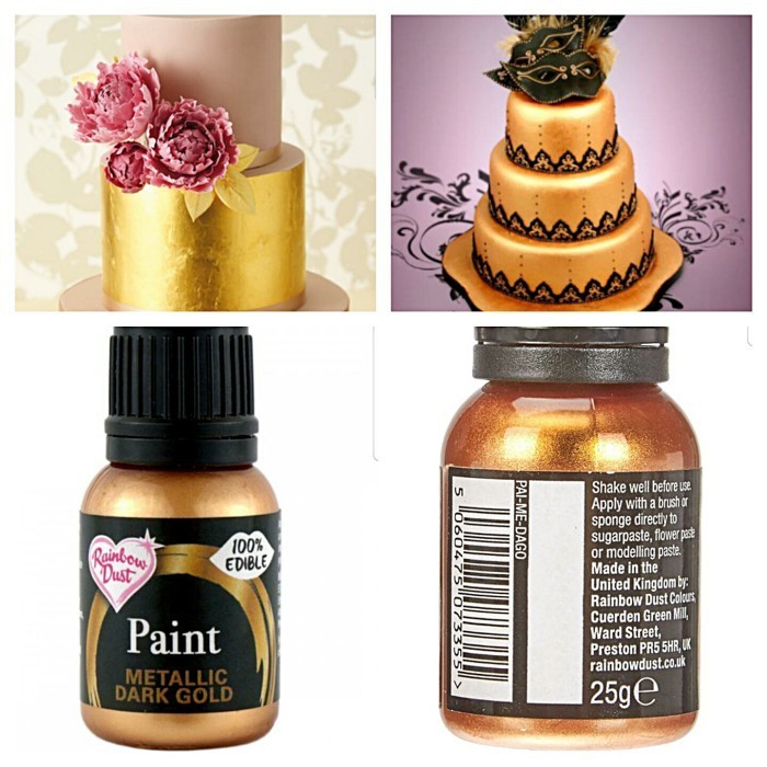 Terbaru Pewarna Makanan Dark Gold Metallic Merk Rainbow Dust Pewarna Emas Cake Promo Terlaris