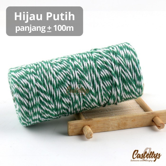 

Kualitas terbaik] Tali Katun 2 Warna 100m Packaging Pita Kado Kue Hampers Hangtag Natal