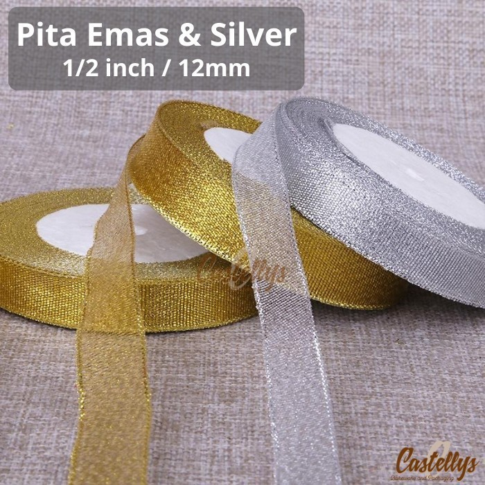 

,,,,,,,] Pita Glitter Emas & Silver Packaging Kue Hadiah Kado Hampers Souvenir