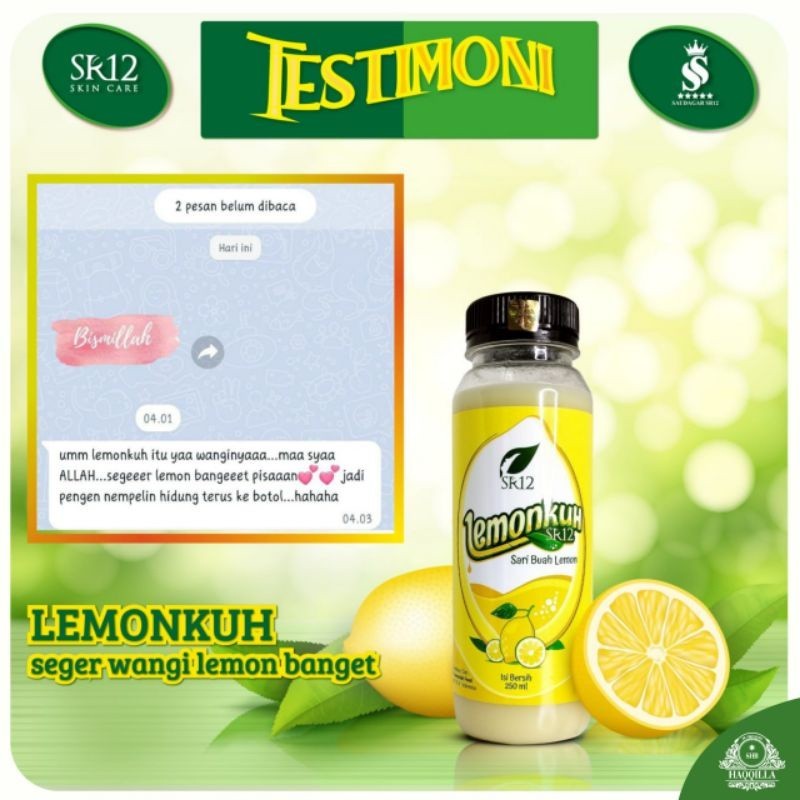 

LEMONKUH SR12 TERBUAT DARI SARI BUAH LEMON SEBAGAI SUMBER VITAN C ALA/ SARI BUAH LEMON