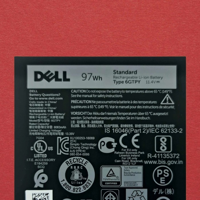 New Baterai Laptop Dell Inspiron 7590 Precision 5520 6GTPY