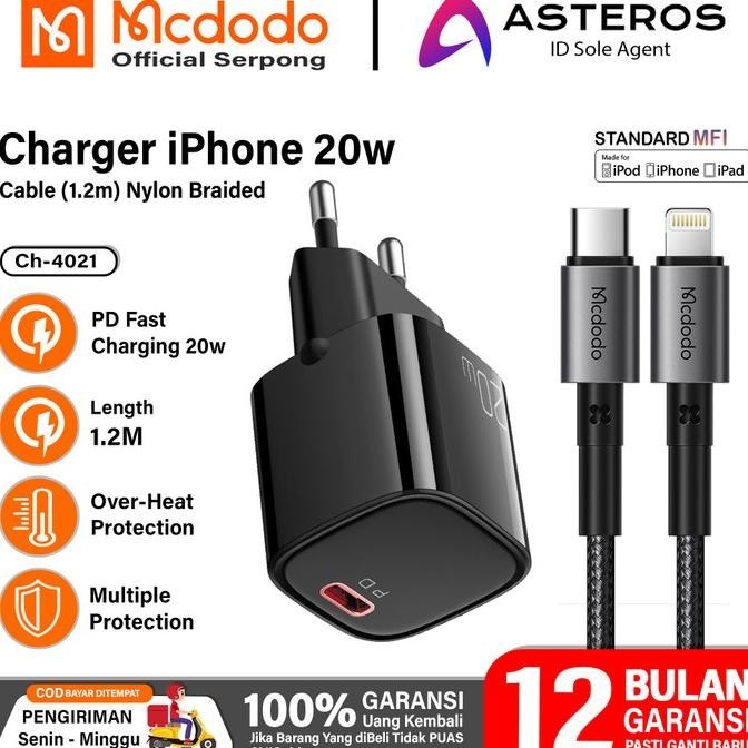 Charger Iphone Pd Type C To Lightning Mcdodo Fast Charging 20W - 45W