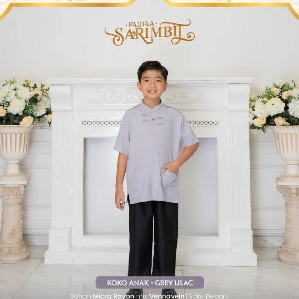 Terbaru Sarimbit Nibras Faidaa Grey Lilac Baju Muslim Couple Lebaran Keluarga