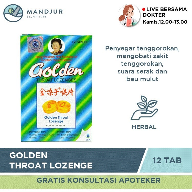 

Golden throat Lozenge - Permen Pelega Tenggorokan / Bau Mulut