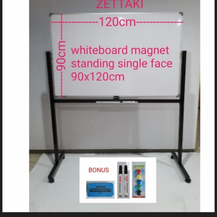 

Ready Papan Tulis Whiteboard Standing Magnet Single Face ZETTAKI 90x120cm