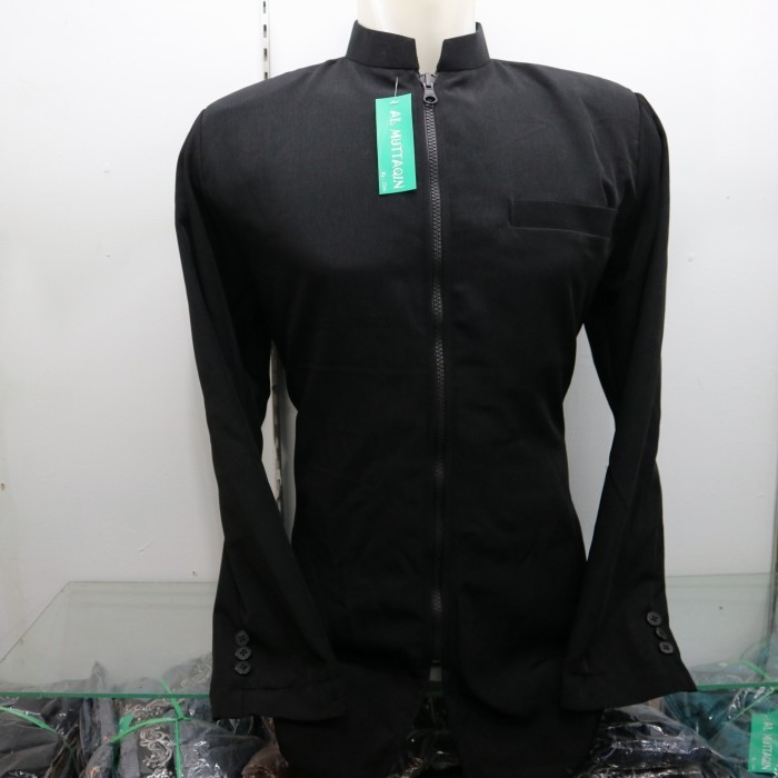 Fashion Muslim Baju Koko Jasko Jas Koko Jasket Hitam Resleting Jsk 001