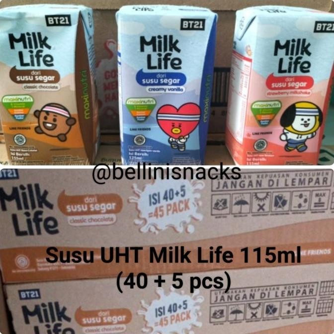 

Susu UHT Milk Life 115ml Dus Susu Milk Life Karton 40+5 MilkLife BT21