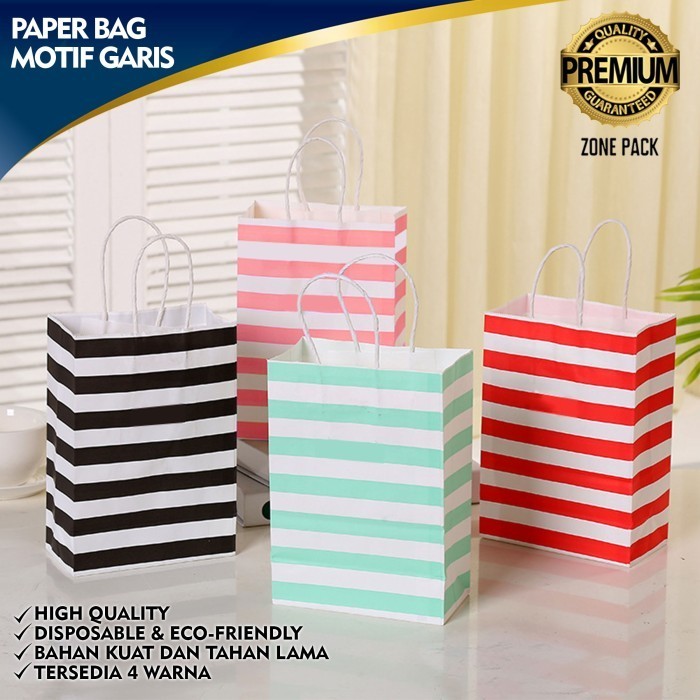 

Produk Unggulan] Paper Bag Motif Garis Tas Kado Kertas Motif Bergaris Zone Pack