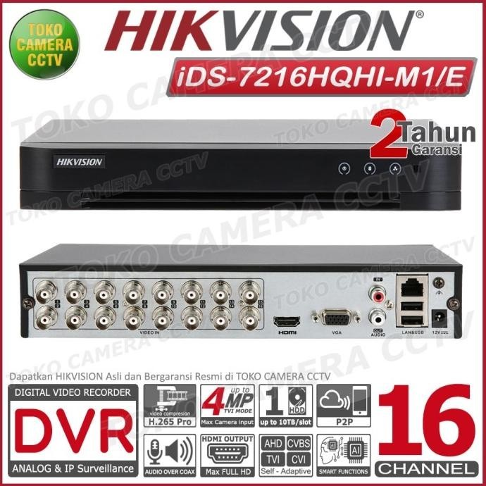 Dvr Hikvision 16 Channel Ids-7216Hqhi-M1/E Dvr 16Ch
