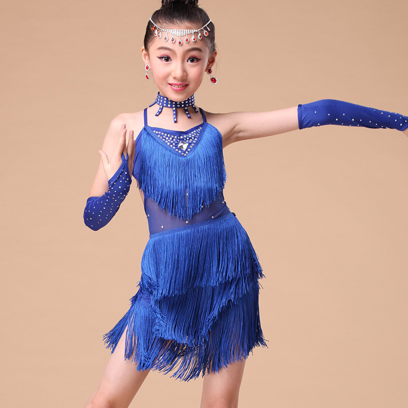 2021Children's Latin Dance Skirt Tassel Skirt Children's Dance Costume Performance Costume Dance Lat