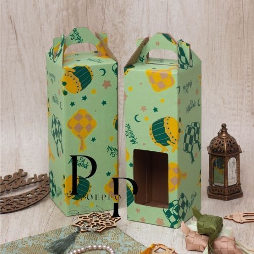 kardus box die cut jinjing dus botol 1liter hampers lebaran idul fitri