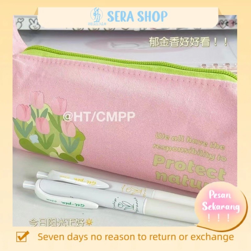 

✖Sera Sera gaya dicetak tulip keju tempat pensil tas alat tulis tas penyimpanan siswa berkapasitas besar yang lucu bernilai tinggi baru