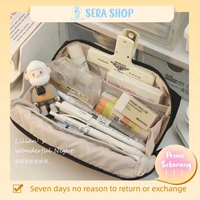 

✐☏☒Sera Lilian I Kotak Pensil Nilon Warna Solid Mahasiswa Bernilai Tinggi Sederhana Niche Portabel Tahan Kotoran Kapasitas Besar Kotak Alat Tulis