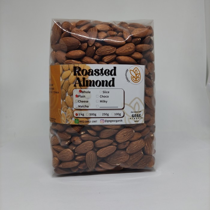 

1kg Kacang Almond Panggang Oven Roasted Kupas Tanpa Kulit Original