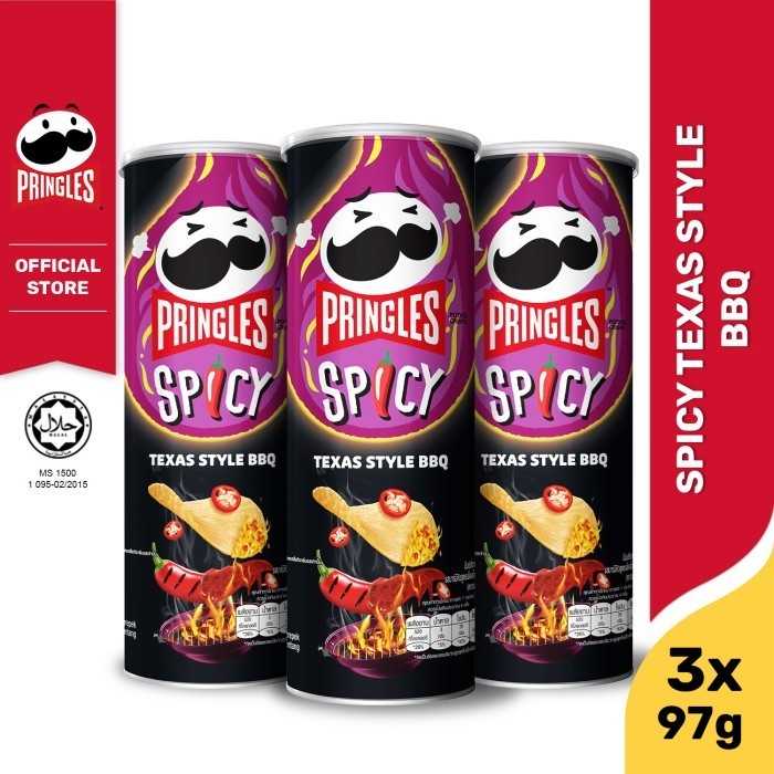 

[BUNDLE 3pcs] Pringles Spicy Texas Style BBQ Keripik 97g