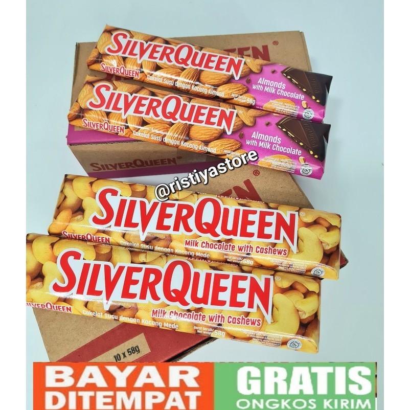 

promo silverqueen cashwe/almond 58gr 1 box 10psc