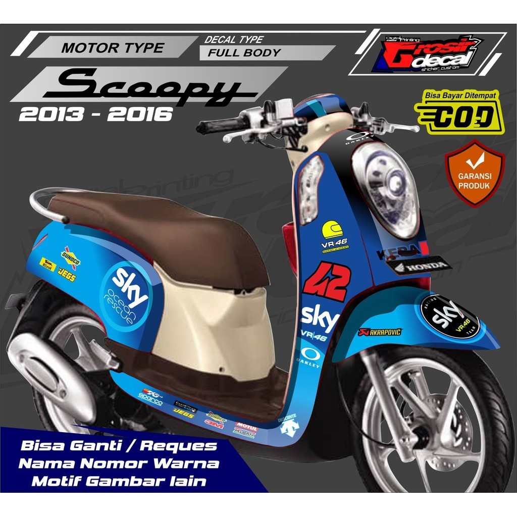 Decal Stiker Scoopy Fi 2013 - 2016 Keren Full Body Fullset Bebas Reques