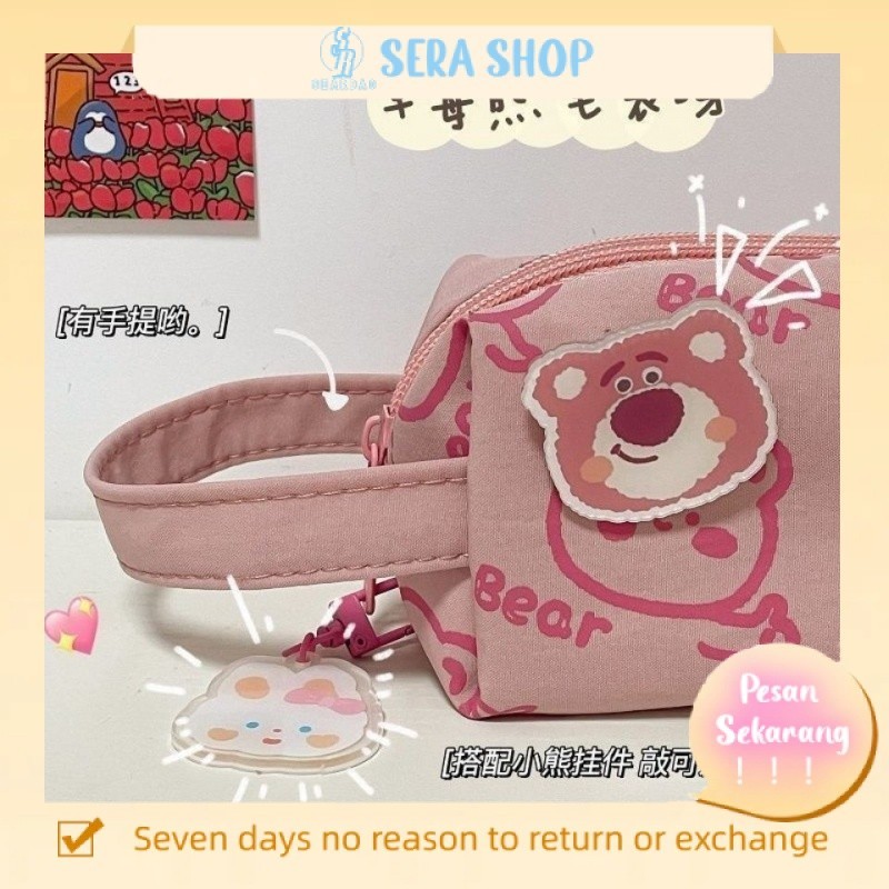 

™ﺴ♀Niche Jepang Kapasitas Besar Kotak Pensil Beruang Lucu Alat Tulis Multi Fungsi Portabel Portabel Tas Penyimpanan Sederhana