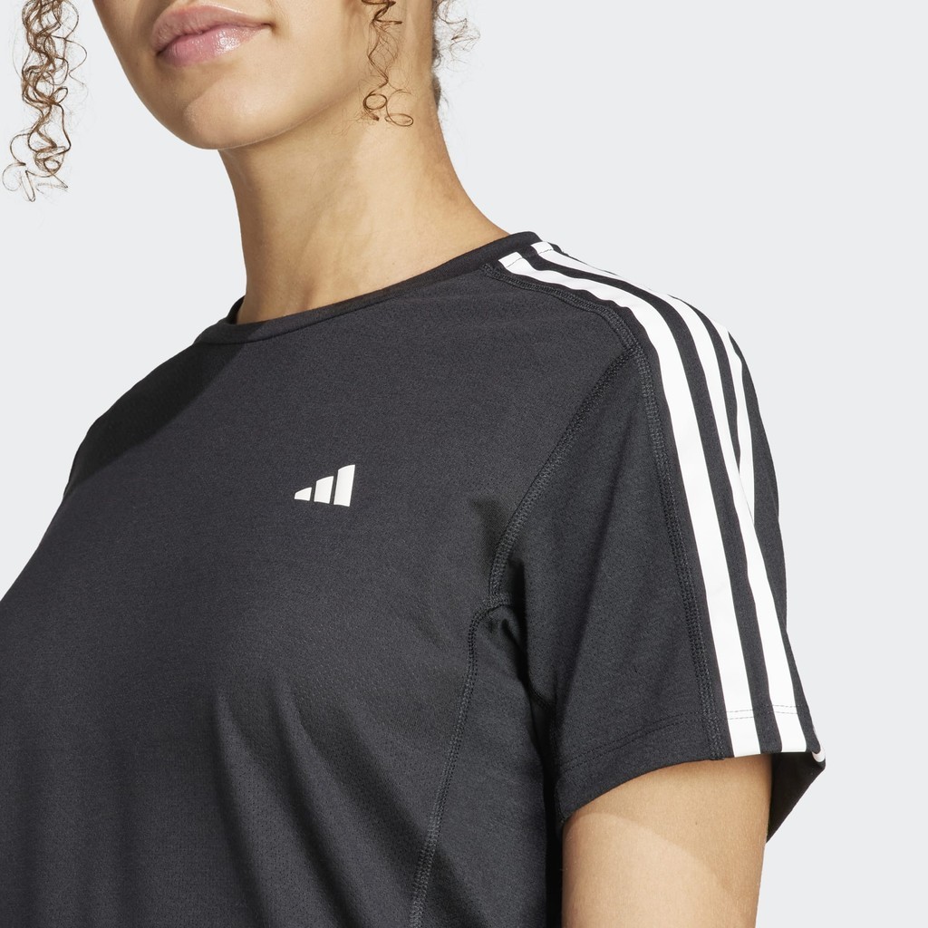 ADIDAS RUNNING Own the Run 3-Stripes T-Shirt Wanita Hitam IQ3875