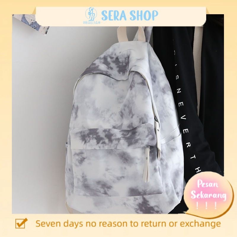 

๑◎◈Sera tas sekolah impor siswa perempuan gaya Korea tie-dye kanvas gradien sastra ransel ransel perjalanan siswa sekolah menengah