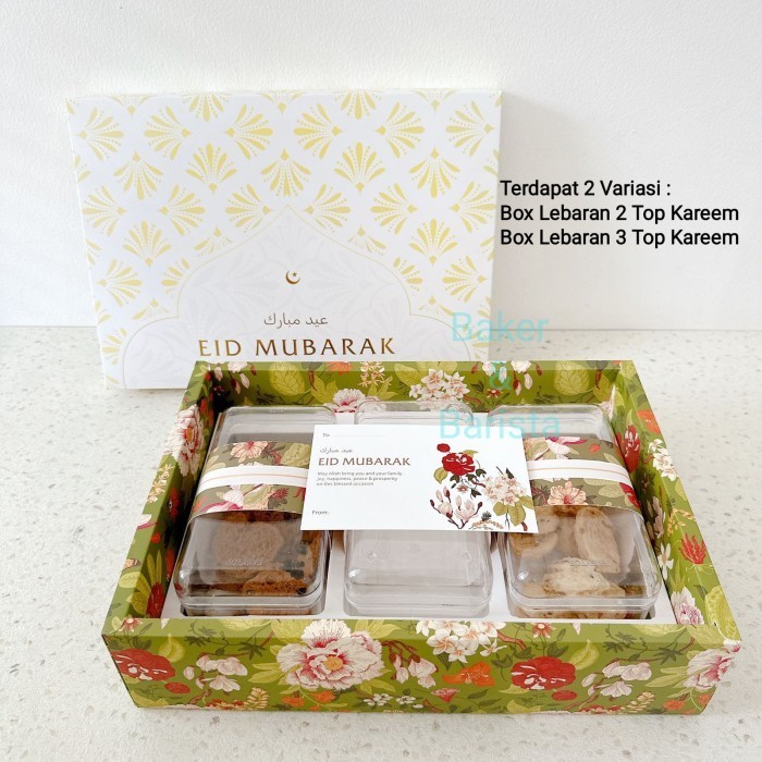 Box lebaran Kareem 3toples persegi panjang/Kotak hampers idul fitri