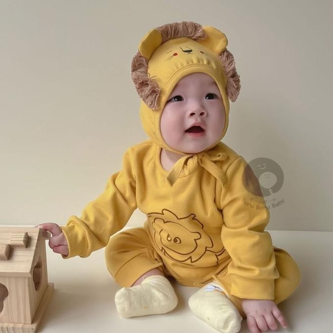 READY BUND BAJU BAYI LUCU - ROMPER BAYI 3D - LION - KOSTUM BAYI