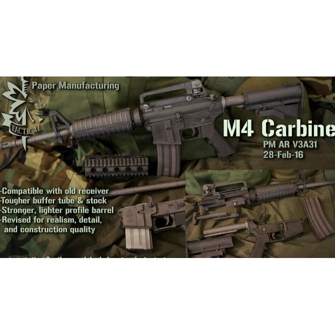 DIY Papercraft Kertas pola M4 Carbine