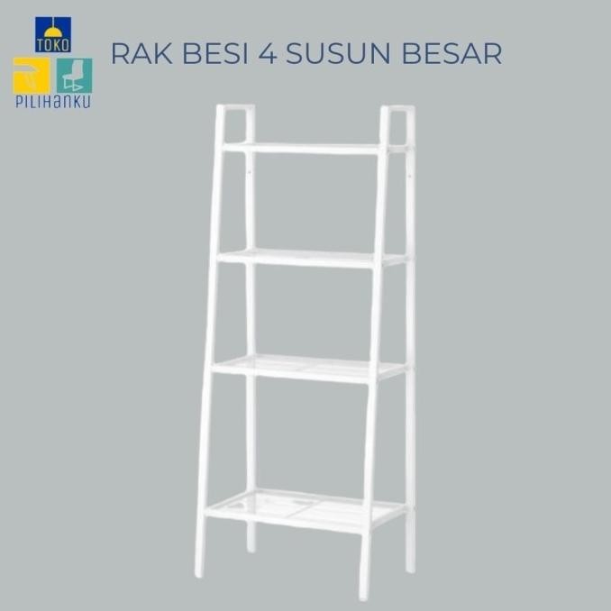 Rak Buku Besi Besar 4 Susun Rak Buku Rak Tanaman Hias Bunga Barang Rusukkan