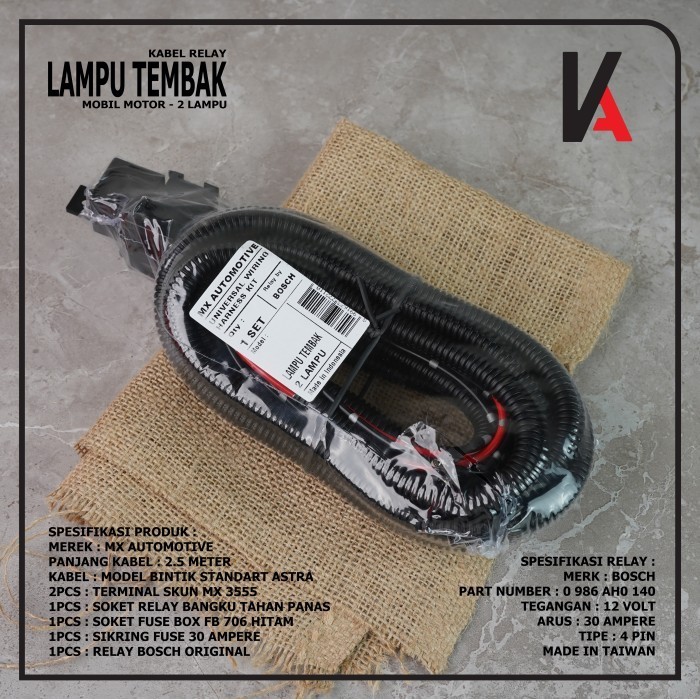 Best Kabel Relay Set Lampu Foglamp Lampu Tembak Mobil 2 Lampu + Relay Bosch Gratis Ongkir