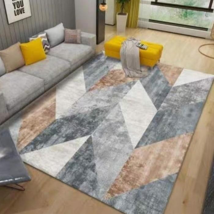 Karpet Permadani Karpet Lantai Rumah Modern Motif Minimalis 160 X 210