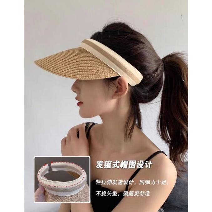 Caliloops Topi Cap Rotan Wanita Korea Premium Lebar Topi Pantai Soller