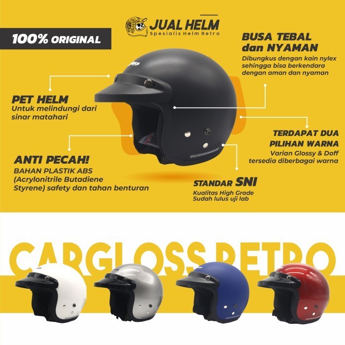 Helm Retro Yellow Doff Vespa/Retro/Classic/Klasik/Go