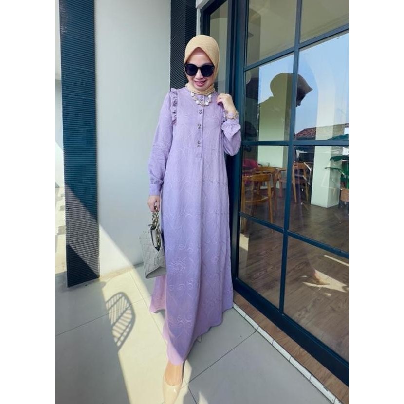 Asiya Dress Gamis Busui Harian Polos Bordir