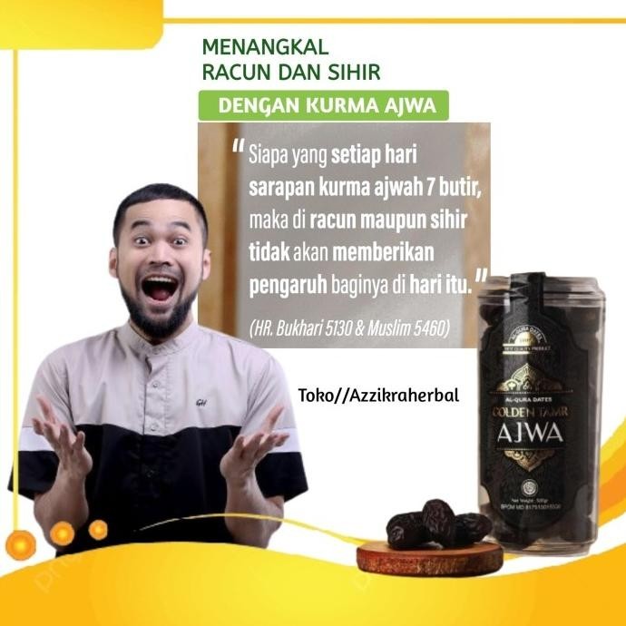 

Kurma Ajwa Golden Tamr Premium Asli Madinah 500Gr Nabi 100% Asli