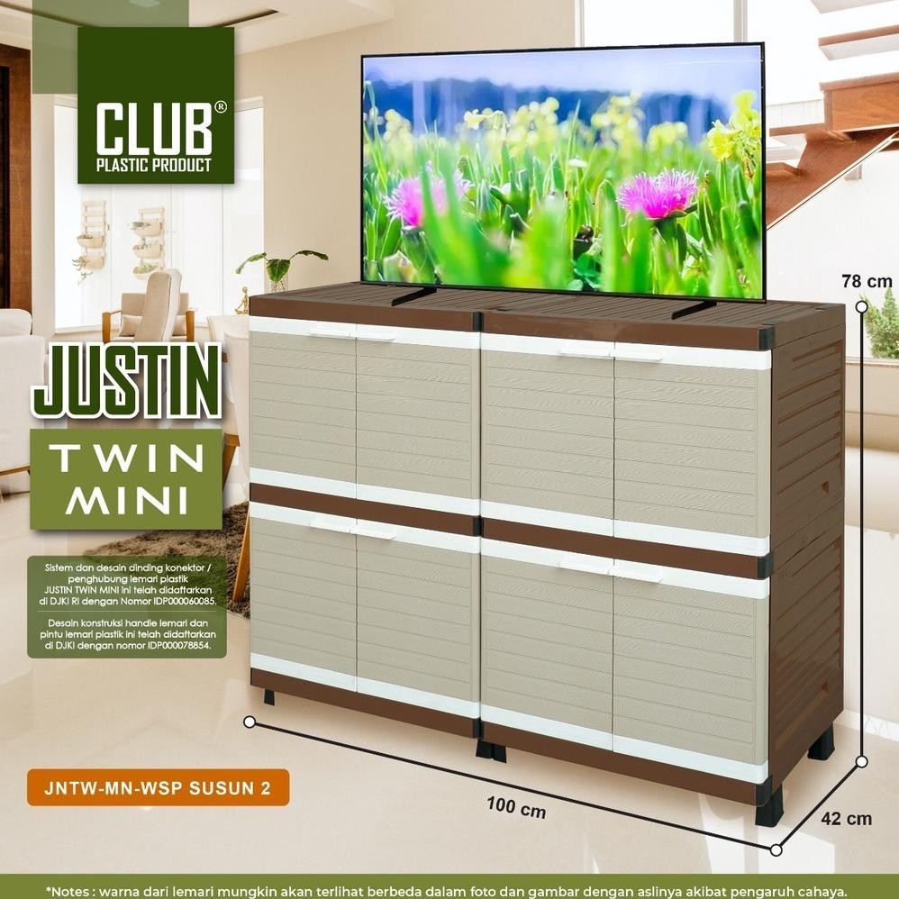Lemari Pakaian / Lemari Plastik Susun / Rak TV Club Minimalis Serbaguna Susun Justin Twin Mini Club 