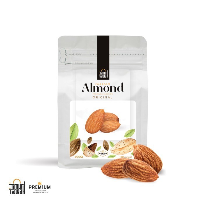 

Kacang Almond Kupas Roasted Premium Timur Tengah Almond Whole Panggang