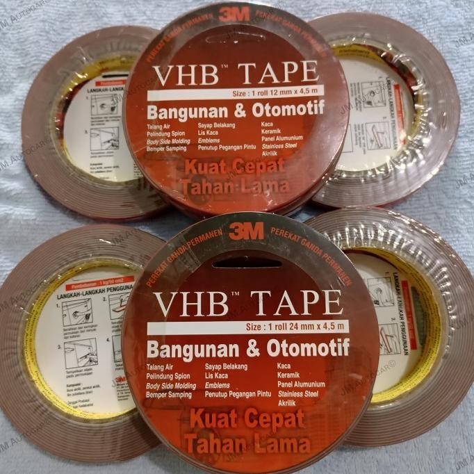

Double Tape VHB 3M ORIGINAL 12mm/24mm x 4.5m, perekat 2 sisi KUAT ERAT INDOTECH MEDIA