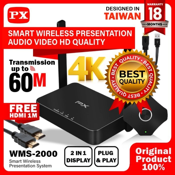 HDMI Wireless Transmitter Receiver Proyektor 60 Meter PX WMS-2000