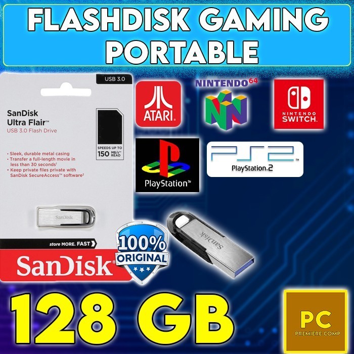 FLASHDISK GAMING PORTABLE 128GB FULL GAME