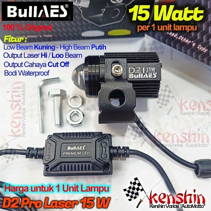 Baru Lampu Led Tembak Sorot Kabut Motor 15 Watt Jauh Dekat Kuning Putih