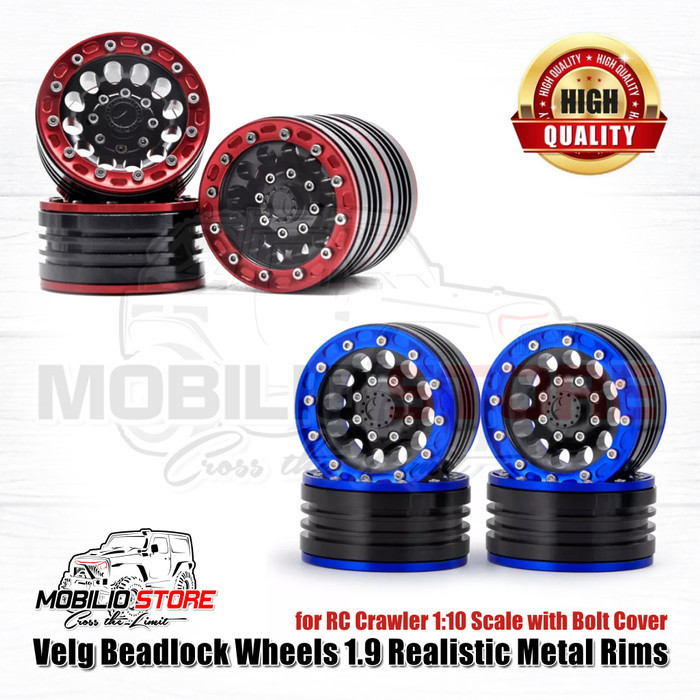 Velg Beadlock Wheels 1.9 Realistic Metal Rims RC Crawler - lt Cover