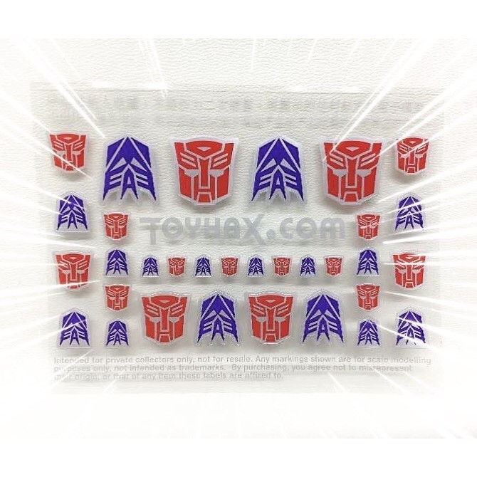 

Toyhax Autobots Deceptions Insignia Symbols Logo Sticker Reprolabel