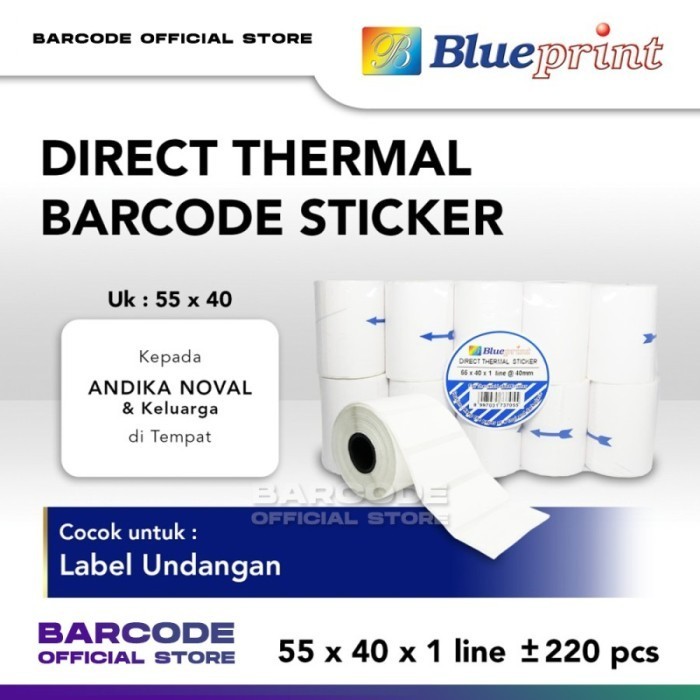 

Label Stiker Termal 55x40mm / 55 x 40 / 55x40 mm 1 Line(1Slop)