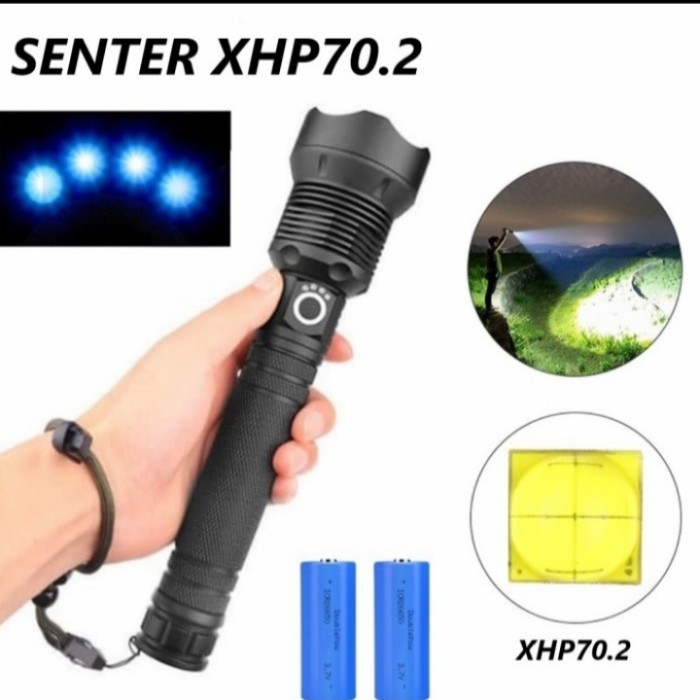 Senter led flashlight usb rechargeable XHP70.2 senter led Terang