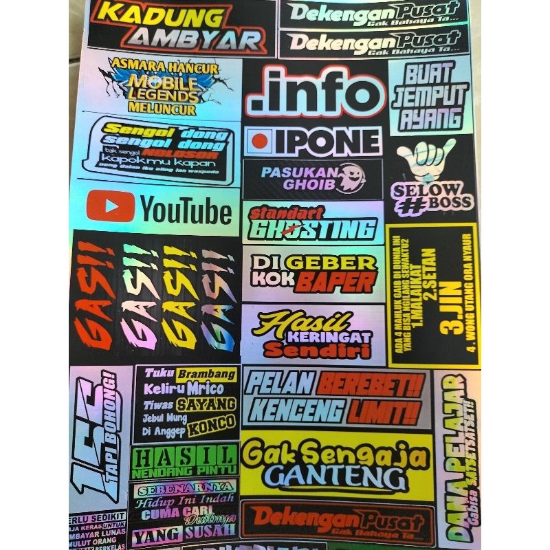 

Stiker Pack Kata Kata bahan Hologram 1 lembar isi 32 biji