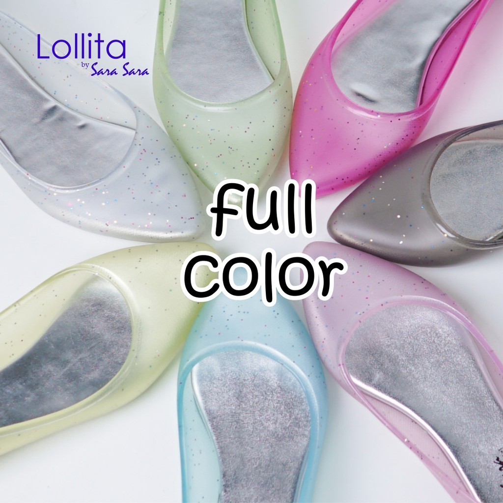 Sara Sara LOLITA jelly shoes sepatu jelly wanita glitter transparan sepatu flat lancip casual