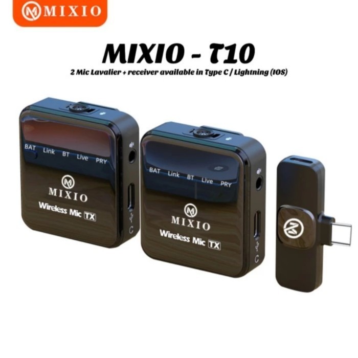 MIXIO-T10 Wireless 2mic Microphone Professional Mikrofon Lavalier HP