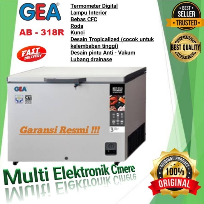 NEW GEA AB 336 R CHEST FREEZER BOX 330 L LEMARI PEMBEKU 330 LITER BY GEA ORIGINAL